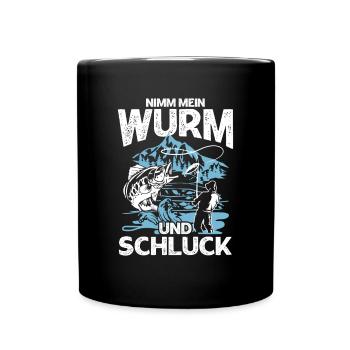 Nimm Mein Wurm Und Schluck - Tasse einfarbig - Schwarz - Vorne
