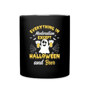 Funny Ghost - Everything In Moderation Except Hall - Tasse einfarbig - Schwarz - Vorne