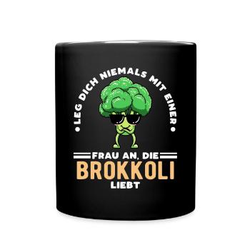 Brokkoli Vegan Gemüse Frauen - Tasse einfarbig - Schwarz - Vorne