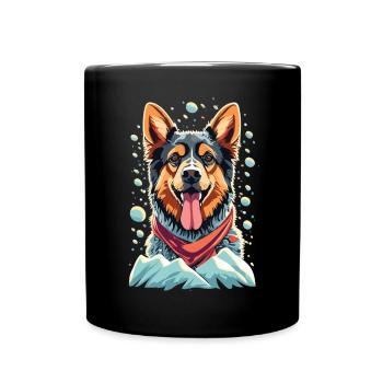 Noël berger enneigé avec votre berger allemand - Mug uni - noir - Devant