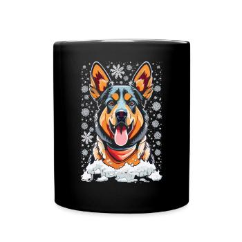 Berger allemand dans la neige - Le cadeau de Noël - Mug uni - noir - Devant