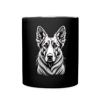 Monochromer Charme - Schäferhund im Rampenlicht - Tasse einfarbig - Schwarz - Vorne