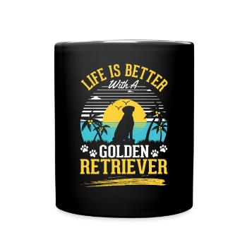 Das Leben ist besser mit einem Golden Retriever - Tasse einfarbig - Schwarz - Vorne