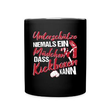 Kickboxen Mädchen Kampfsport Boxen - Tasse einfarbig - Schwarz - Vorne