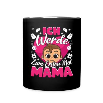 Schwanger Schwangerschaft Ich werde Mama - Tasse einfarbig - Schwarz - Vorne