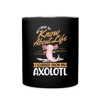 Axolotl Gift Cocked Amphibian - Full Colour Mug - black - Front