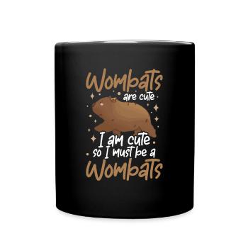 Ich bin ein Wombat Australien Beuteltier - Tasse einfarbig - Schwarz - Vorne