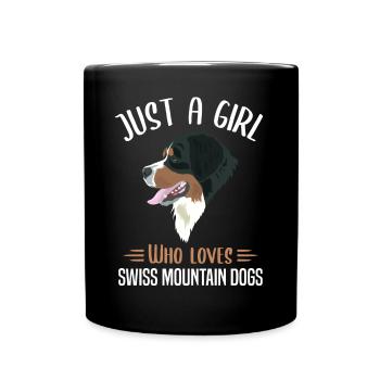 Girl Loves Swiss Mountain Dogs Gift - Full Colour Mug - black - Front
