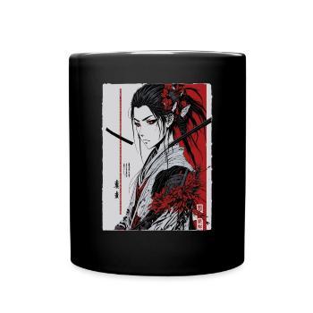 Japanischer Anime-Tintenstift-Kunststil - Tasse einfarbig - Schwarz - Vorne