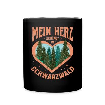 Mein Herz schlägt im Schwarzwald - Tasse einfarbig - Schwarz - Vorne