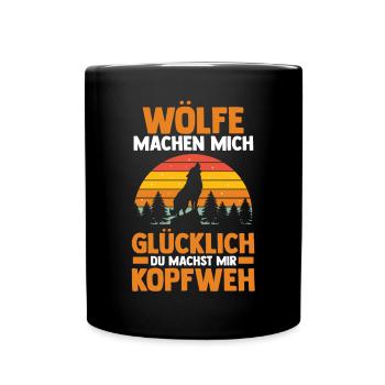 Tier Waldtier Wolf - Tasse einfarbig - Schwarz - Vorne