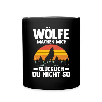 Tier Waldtier Wolf - Tasse einfarbig - Schwarz - Vorne