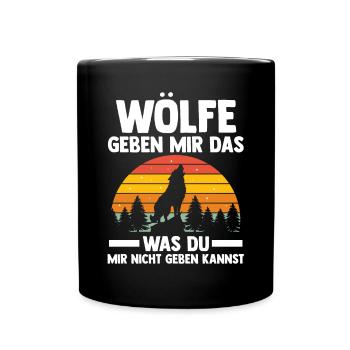 Tier Waldtier Wolf - Tasse einfarbig - Schwarz - Vorne