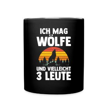 Tier Waldtier Wolf - Tasse einfarbig - Schwarz - Vorne