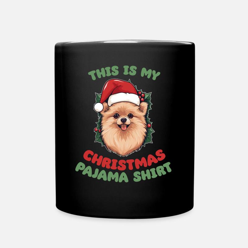 Pyjama de Noël de Poméranie Chiens - Mug uni - noir
