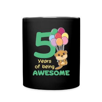 Meerkat for 5th birthday children five years - Full Colour Mug - black - Front
