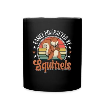 Vintage Easily Distracted By Squirrels Funny Retro - Full Colour Mug - black - Front