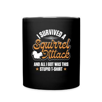 Drôle J’ai survécu à une attaque d’écureuil Cool Forest Ani - Mug uni - noir - Devant