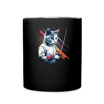 Cats, fencers, gamers, gamers, fencing, athletes, cats - Full Colour Mug - black - Front