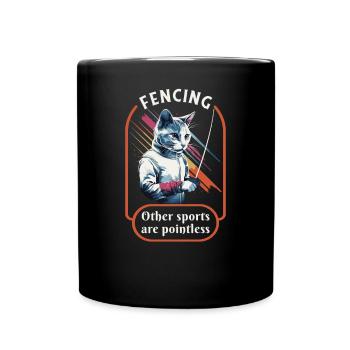 Katzen Fechter gamer lustiges Fechten Sport Katzen - Tasse einfarbig - Schwarz - Vorne