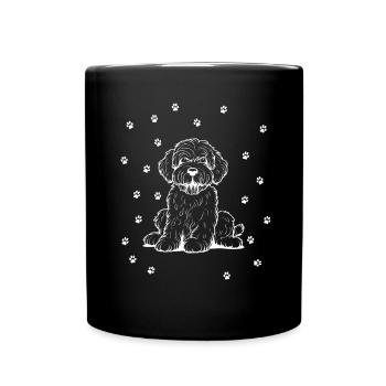 Portuguese Water Dog mit kleinen Pfoten - Tasse einfarbig - Schwarz - Vorne