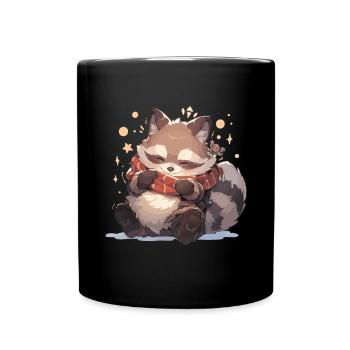 Waschbär Waschbären Waschbär Baby Wachbären - Tasse einfarbig - Schwarz - Vorne