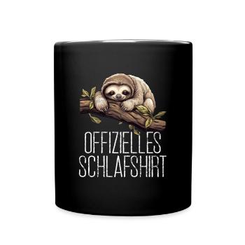 Offizelles Schlafshirt Faultier - Tasse einfarbig - Schwarz - Vorne