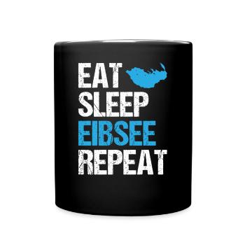 Lebenszyklus am Eibsee - Eat, Sleep, Repeat - Tasse einfarbig - Schwarz - Vorne