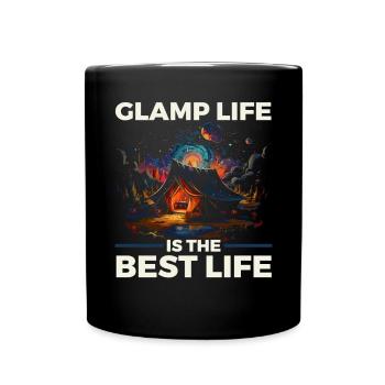 Glamping Camper Nature Camp Tent Happy Glamper - Full Colour Mug - black - Front