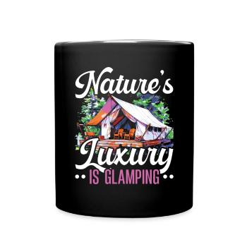 Glamping Camper Nature Camp Tent Happy Glamper - Full Colour Mug - black - Front