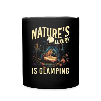 Glamping Camper Nature Camp Tent Happy Glamper - Full Colour Mug - black - Front
