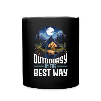 Glamping Camper Nature Camp Tent Happy Glamper - Full Colour Mug - black - Front