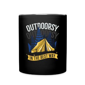 Glamping Camper Nature Camp Tent Happy Glamper - Full Colour Mug - black - Front