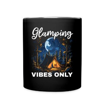 Glamping Camper Nature Camp Tent Happy Glamper - Full Colour Mug - black - Front