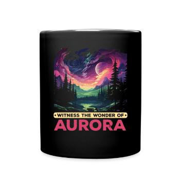 Aurore boréale ciel étoilé Nature lumière affichage - Mug uni - noir - Devant
