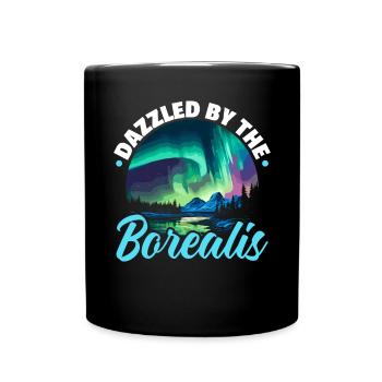 Aurore boréale ciel étoilé Nature lumière affichage - Mug uni - noir - Devant