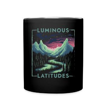 Aurore boréale ciel étoilé Nature lumière affichage - Mug uni - noir - Devant
