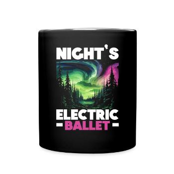 Aurore boréale ciel étoilé Nature lumière affichage - Mug uni - noir - Devant