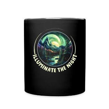 Aurore boréale ciel étoilé Nature lumière affichage - Mug uni - noir - Devant