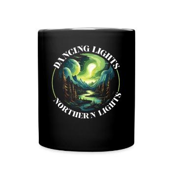 Aurore boréale ciel étoilé Nature lumière affichage - Mug uni - noir - Devant