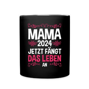 Werdende Mama 2024 - Tasse einfarbig - Schwarz - Vorne