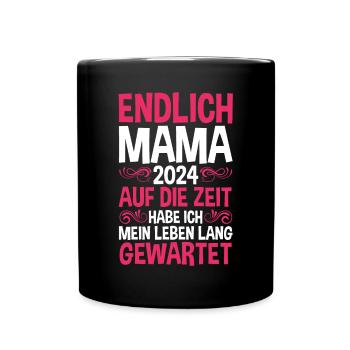 Werdende Mama 2024 - Tasse einfarbig - Schwarz - Vorne