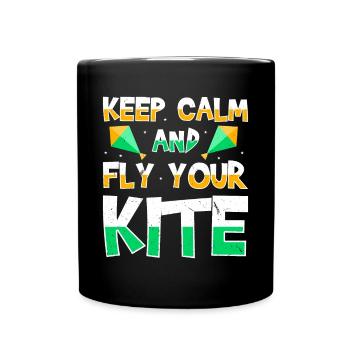 Fliege einen Drachen Hobby Wind Kiteboard Lustiges - Tasse einfarbig - Schwarz - Vorne