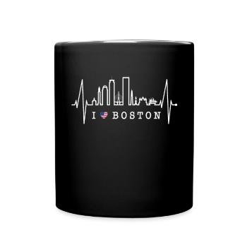 Boston Skyline Heartbeat USA Fan Heart Pulse Love - Full Colour Mug - black - Front