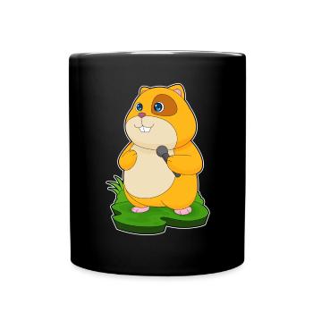 Chanteur de hamster Chant au micro - Mug uni - noir - Devant