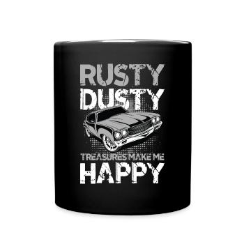 Rusty Dusty Treasures Make Me Happy - Tasse einfarbig - Schwarz - Vorne