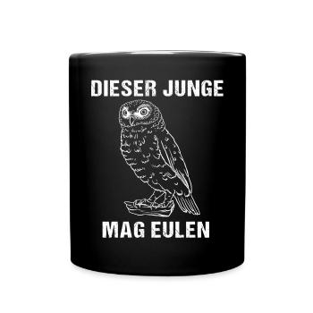 "This Boy Likes Owls" - Perfect Gift - Full Colour Mug - black - Front