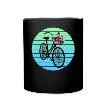 Floral Embellished Bicycle - Full Colour Mug - black - Front