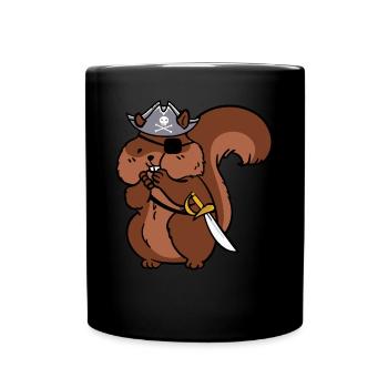 Drôle Forêt Animal Mignon Écureuil Pirate Enfants - Mug uni - noir - Devant