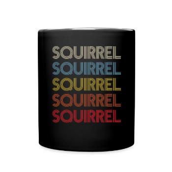 Squirrel Retro Vintage Forest Animal Rodent - Full Colour Mug - black - Front